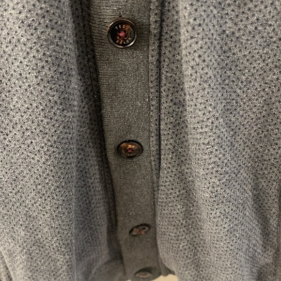 TED BAKER Gray Knit Terry Button Front Cardigan Sweater - Picture 5 of 16